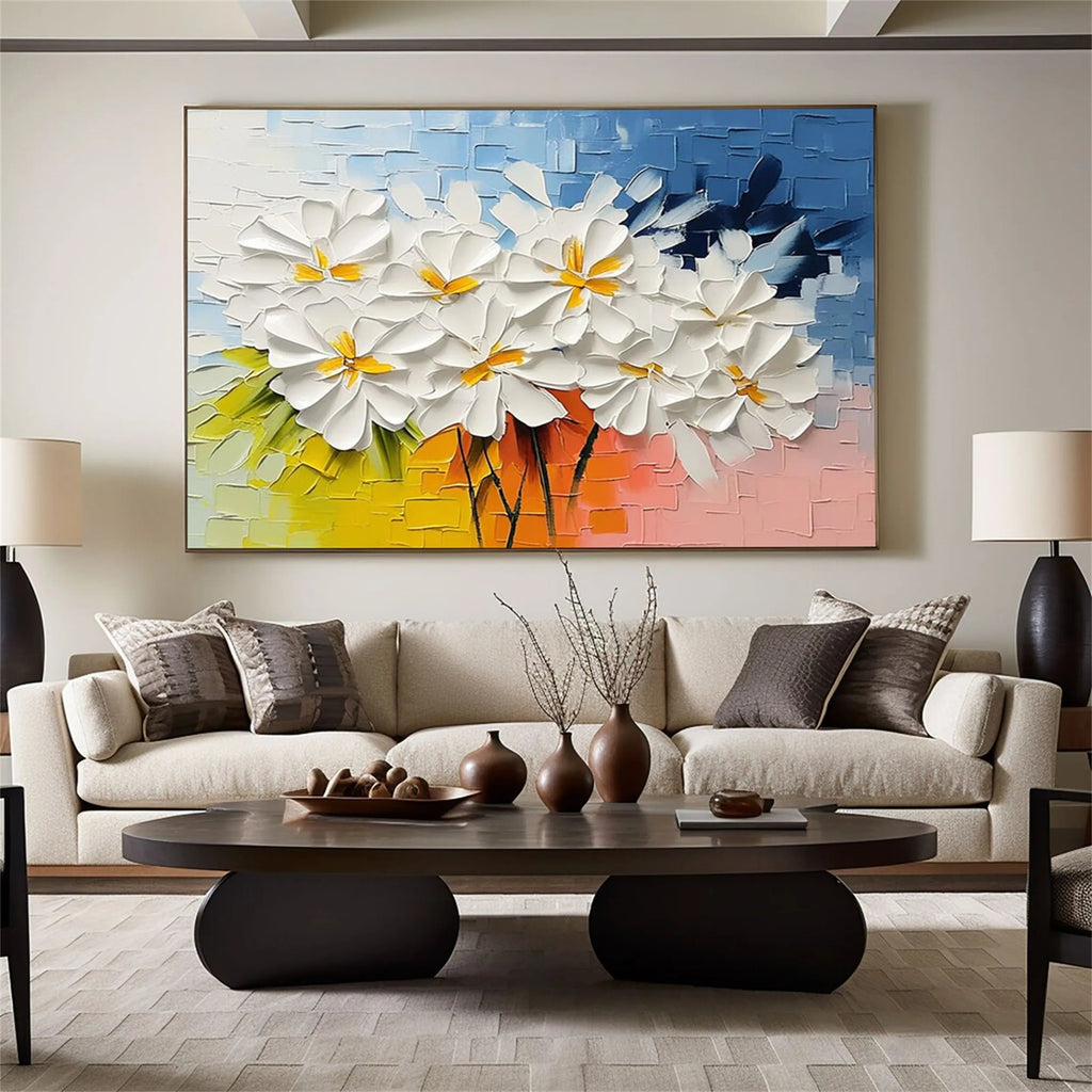 Golden Daisy Light Abstract Painting