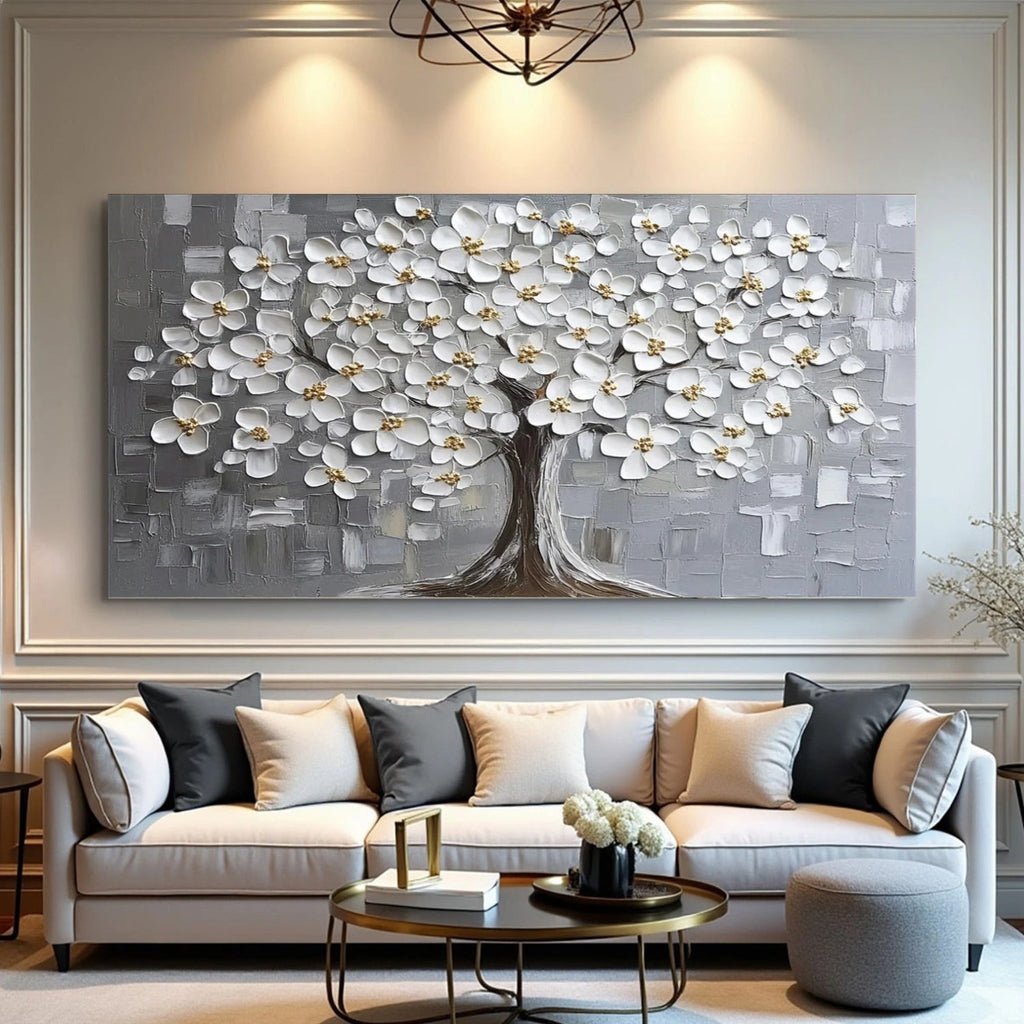 White Blossom Harmony Tree Painting