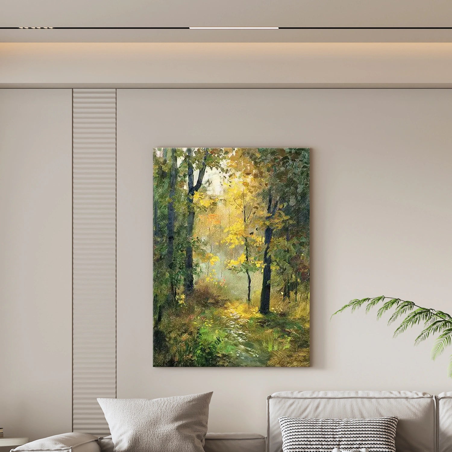 Golden Forest Path Abstract Painting