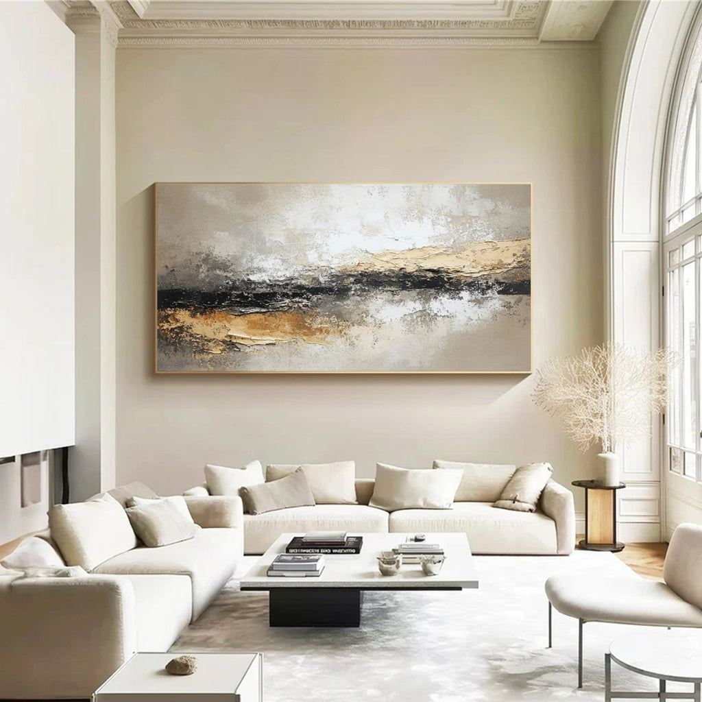 Golden Horizon – Textured Neutral Abstract Painting