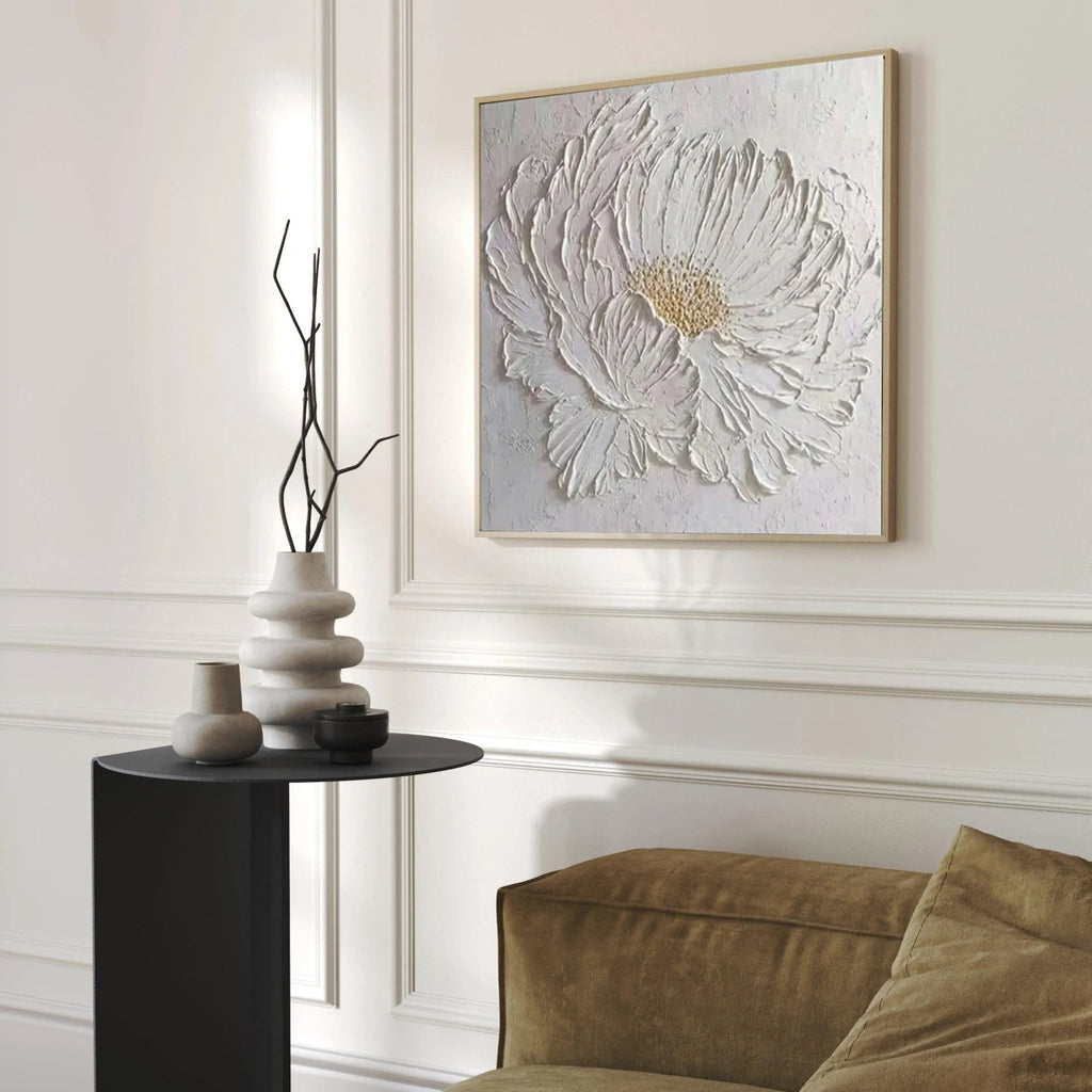 Ivory Bloom Relief Abstract Painting