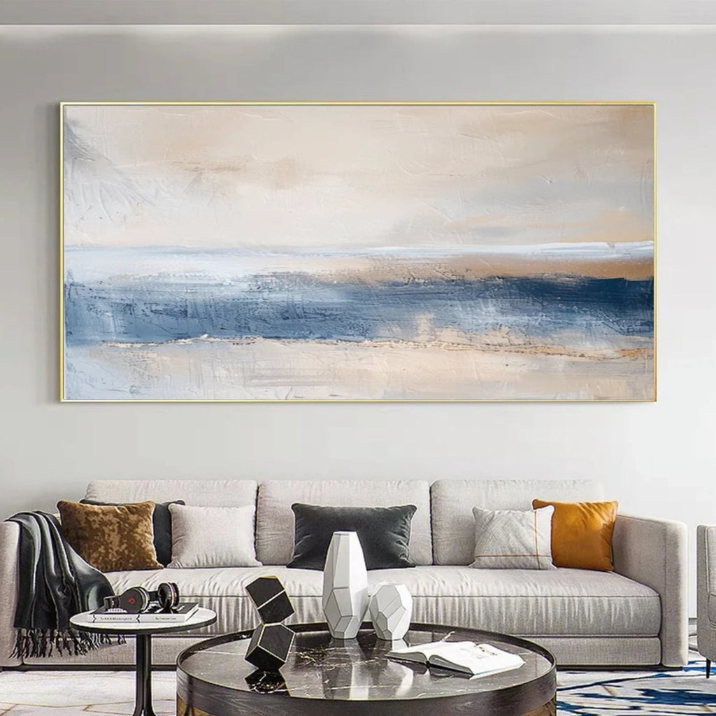 Serenity Coast Blue Abstract Painting