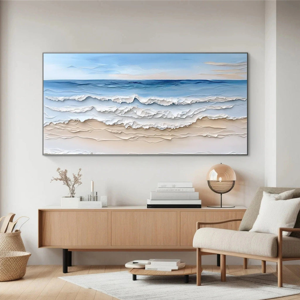 Calm Horizon Blue Seascape Painting