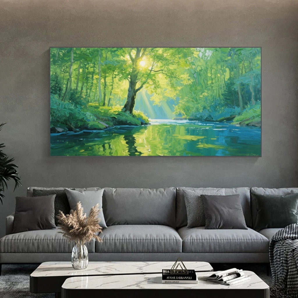 Emerald Morning Forest River Painting