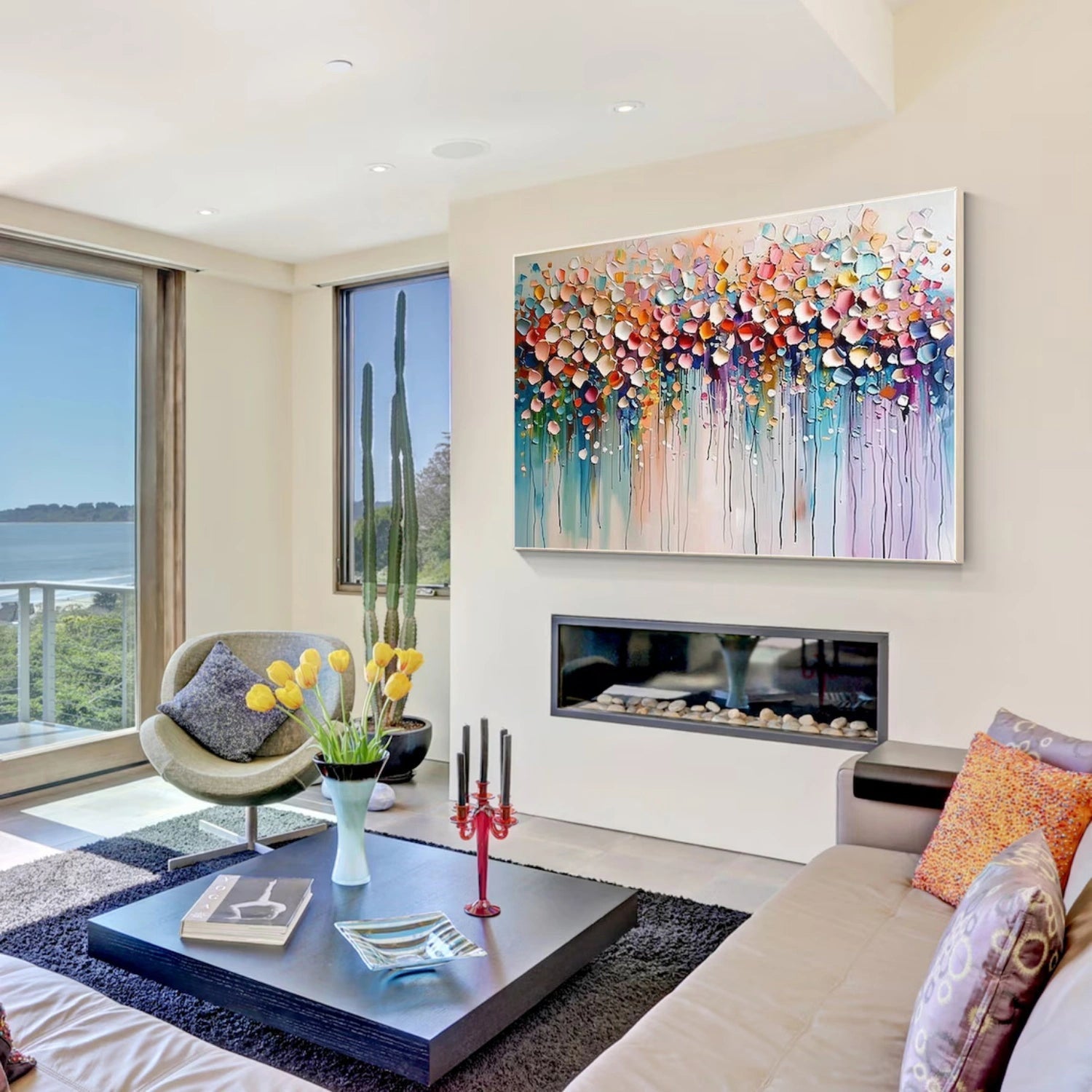 Petal Rain Pastel Abstract Painting