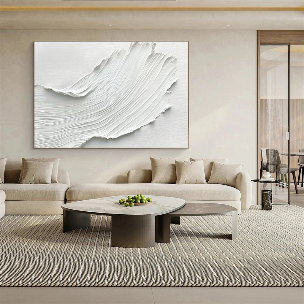Silent Wave White Textured Abstract Painting