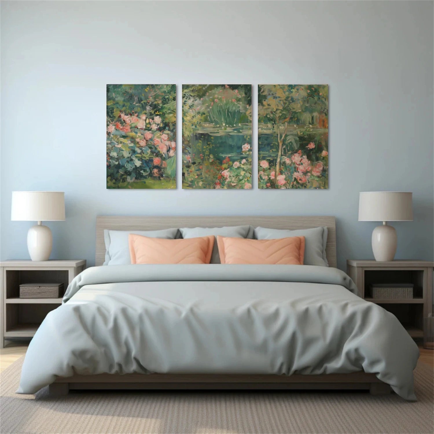 Blossom Garden Whisper Triptych Painting Set of 3