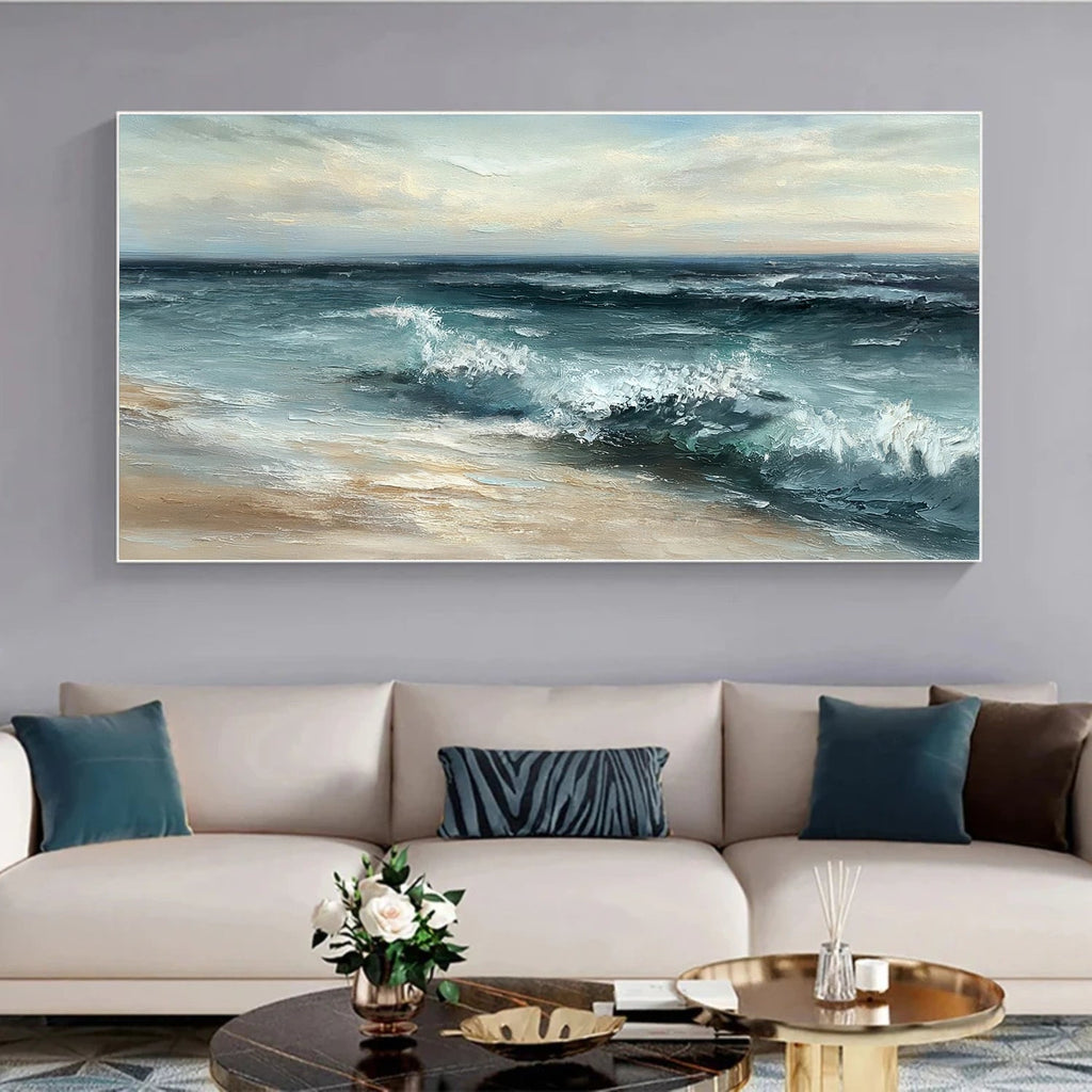 Breaking Blue Tides Coastal Seascape Painting