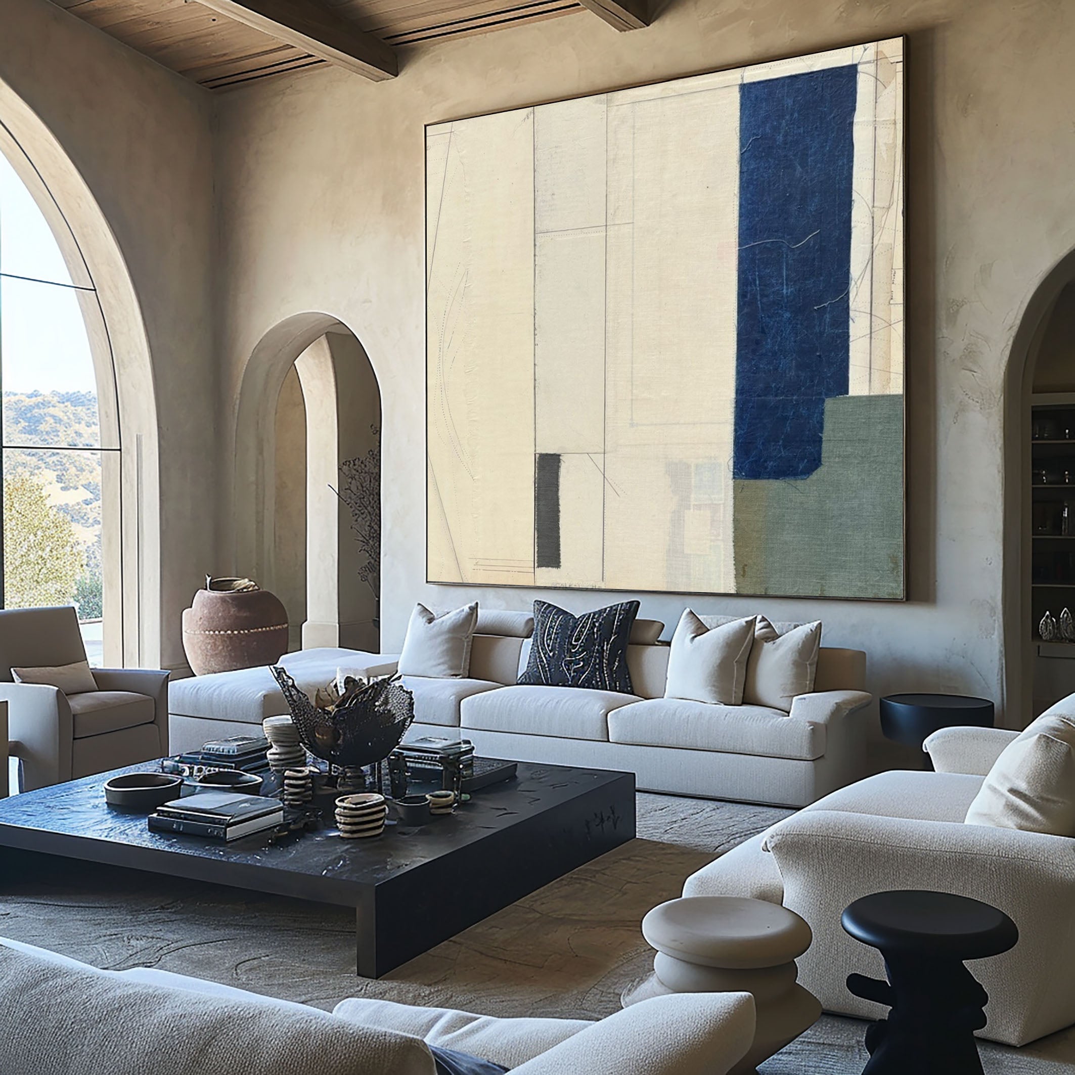 Deep Indigo Modern Abstract Painting