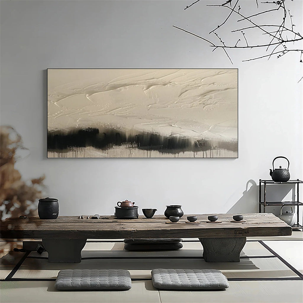 Mistline Ivory Textured Abstract Painting