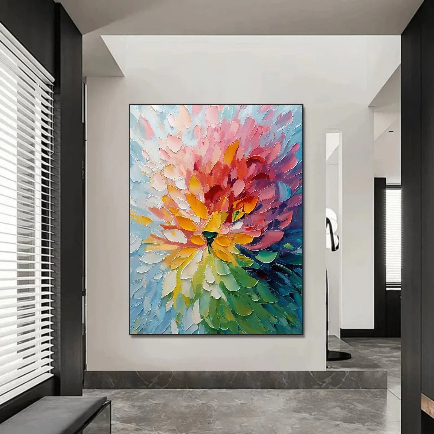Radiant Bloom Spiral Abstract Painting