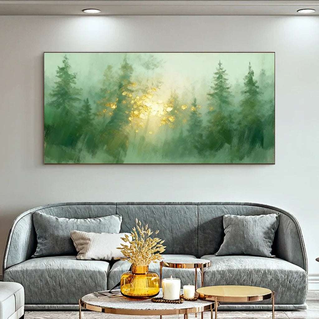 Misty Forest Sunlight – Nature Landscape Painting