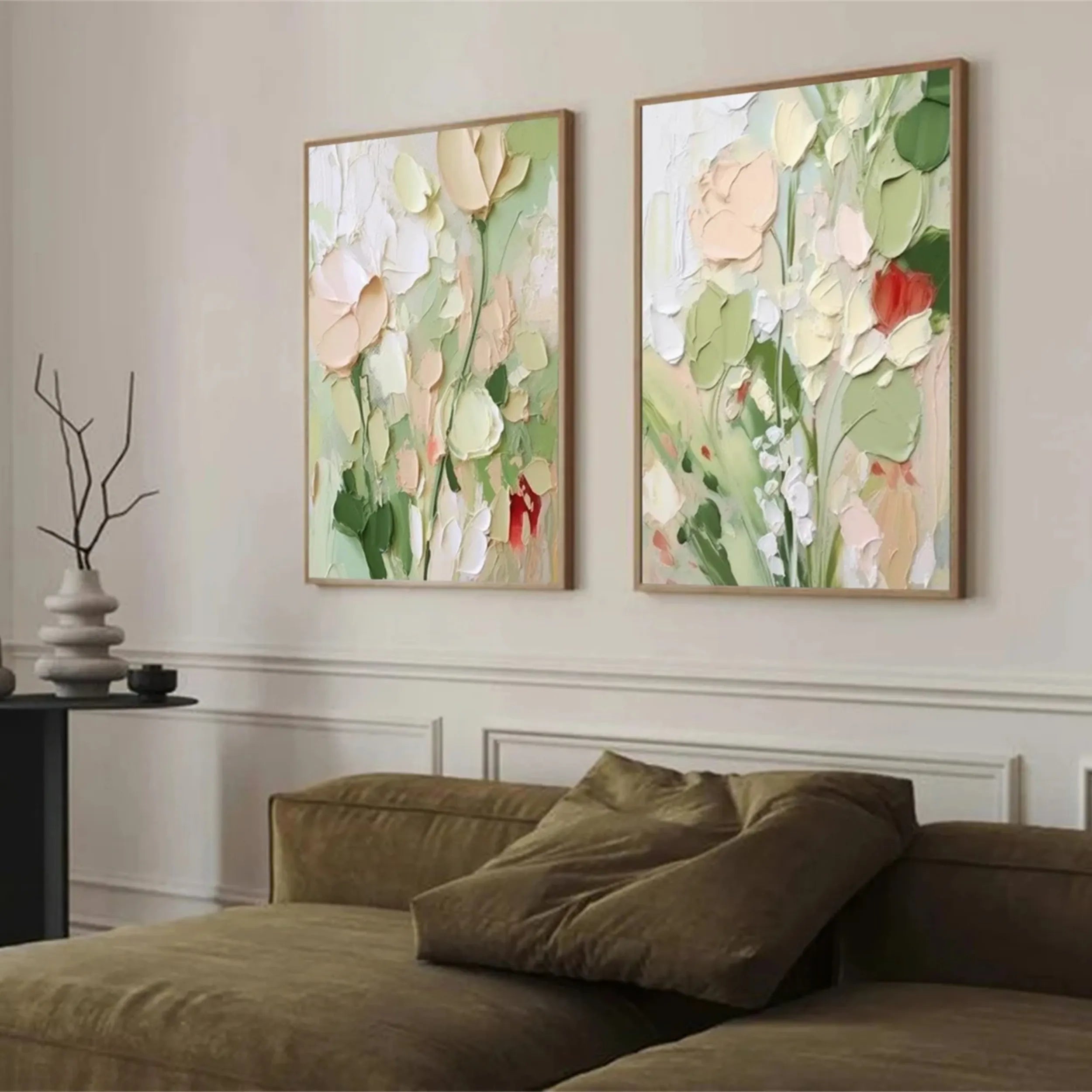 Set of 2 Soft Meadow Whisper Abstract Painting