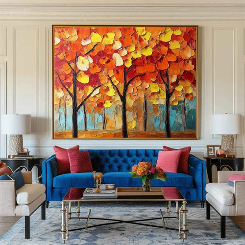Autumn Ember Forest Abstract Painting