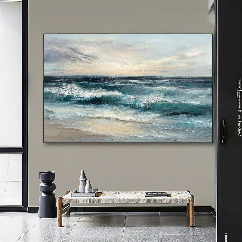 Azure Drift Coastal Seascape Painting