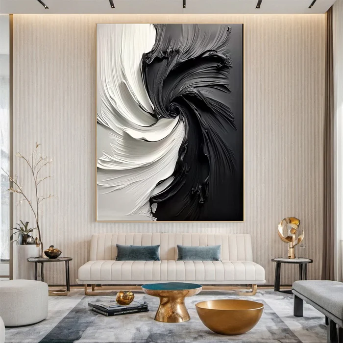 Monochrome Whirl Abstract Painting