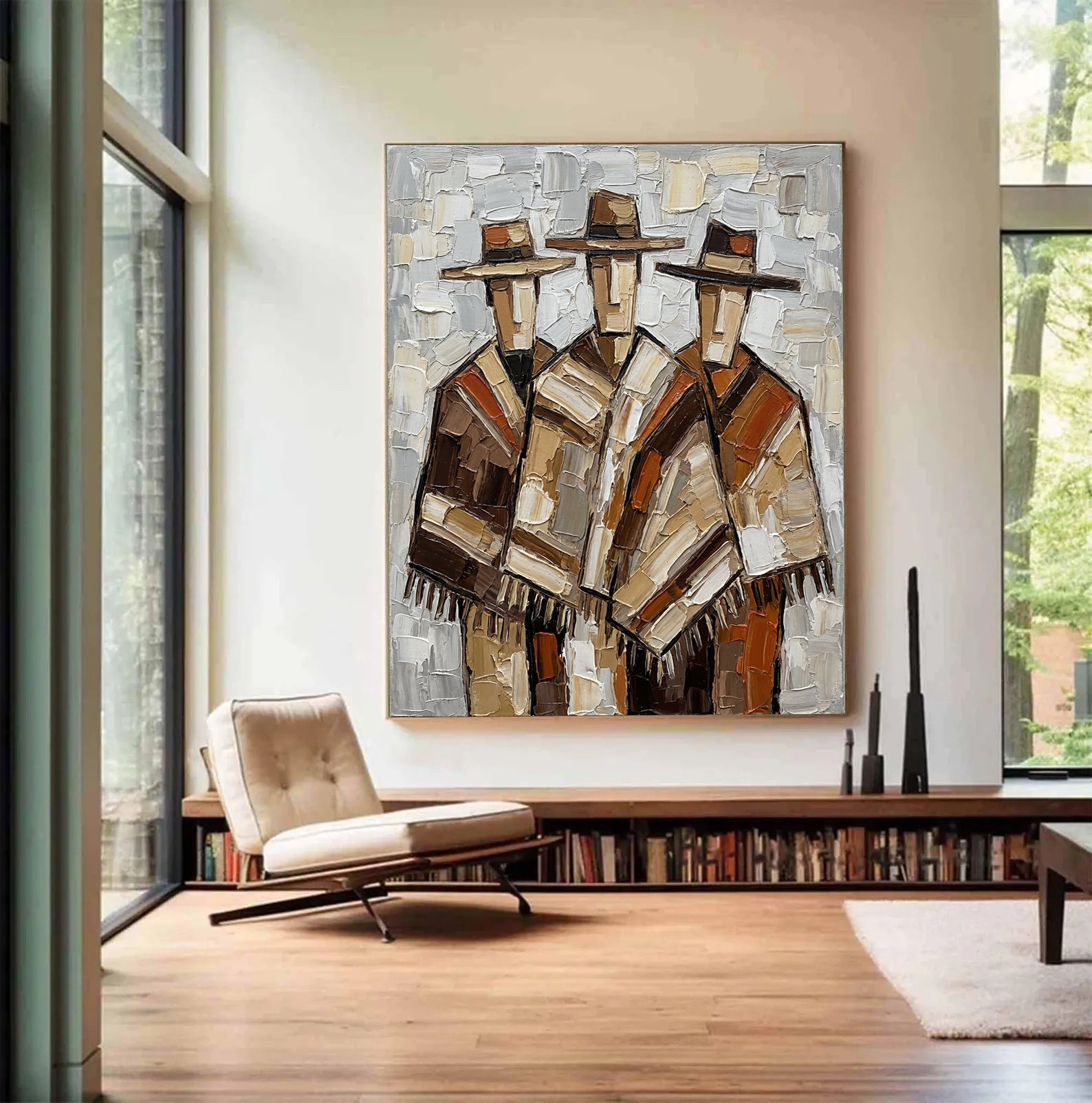 Heritage Trio – Earth Tone Textured Figurative Painting