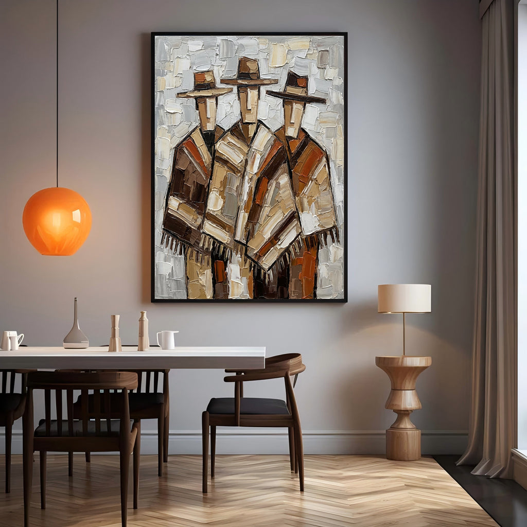 Heritage Trio – Earth Tone Textured Figurative Painting