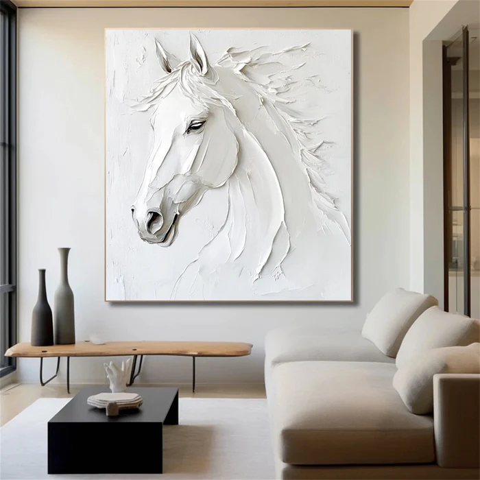 Pure Majesty White Horse Textured Painting