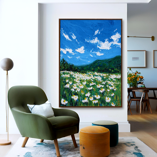 Blue Meadow Landscape Painting #ART31