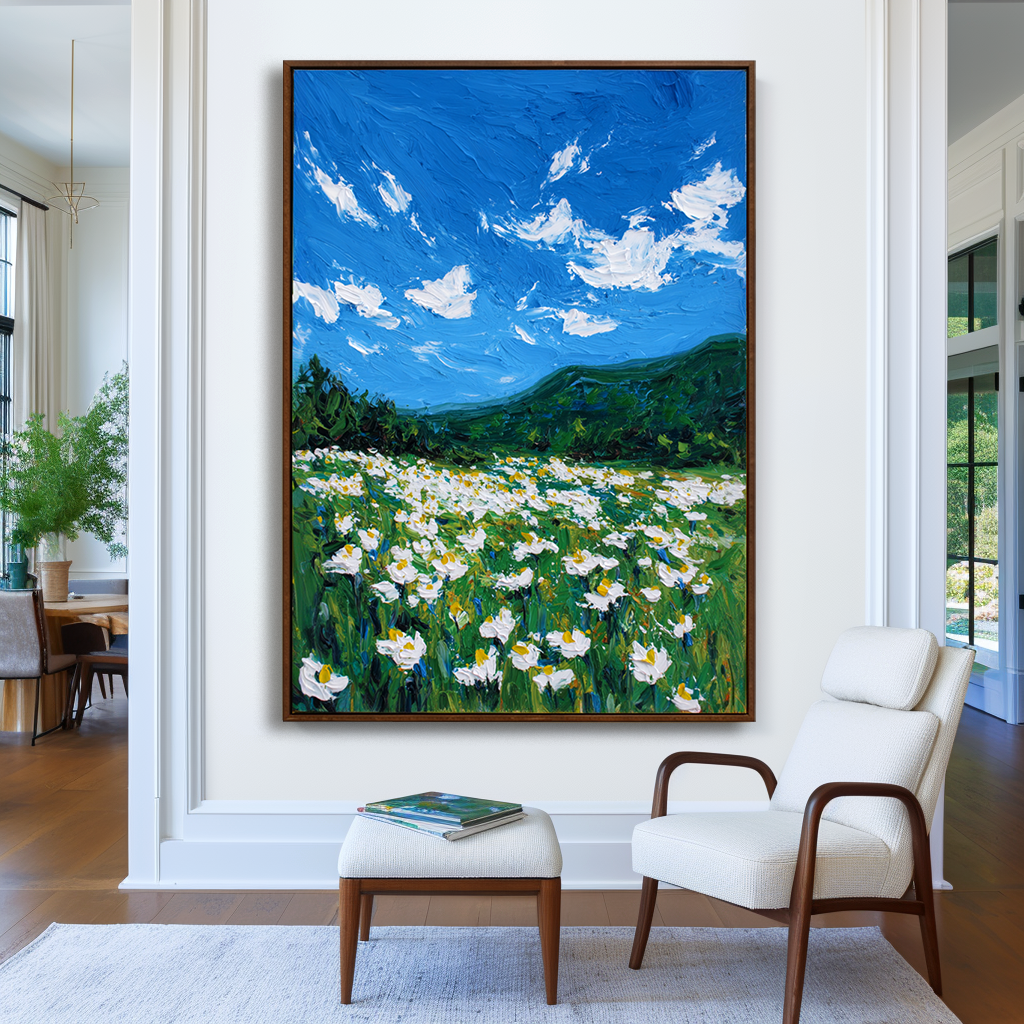 Blue Meadow Landscape Painting #ART31