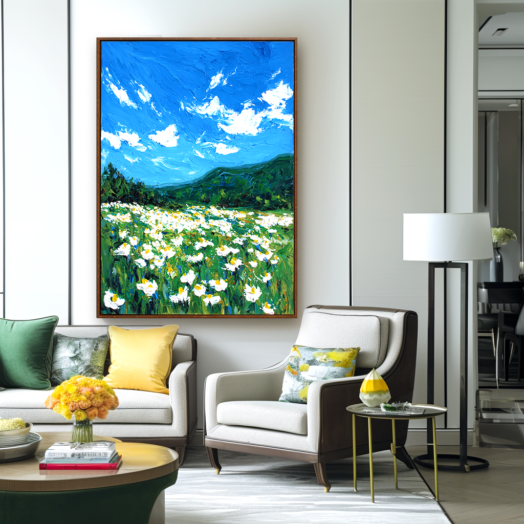 Blue Meadow Landscape Painting #ART31