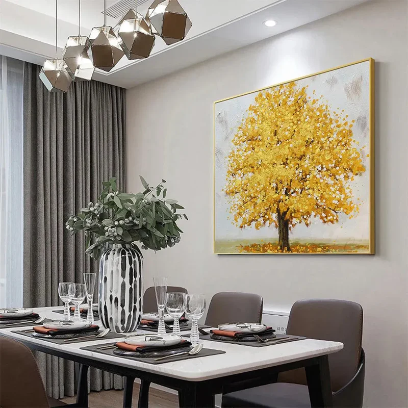 Yellow Tree Textured Painting