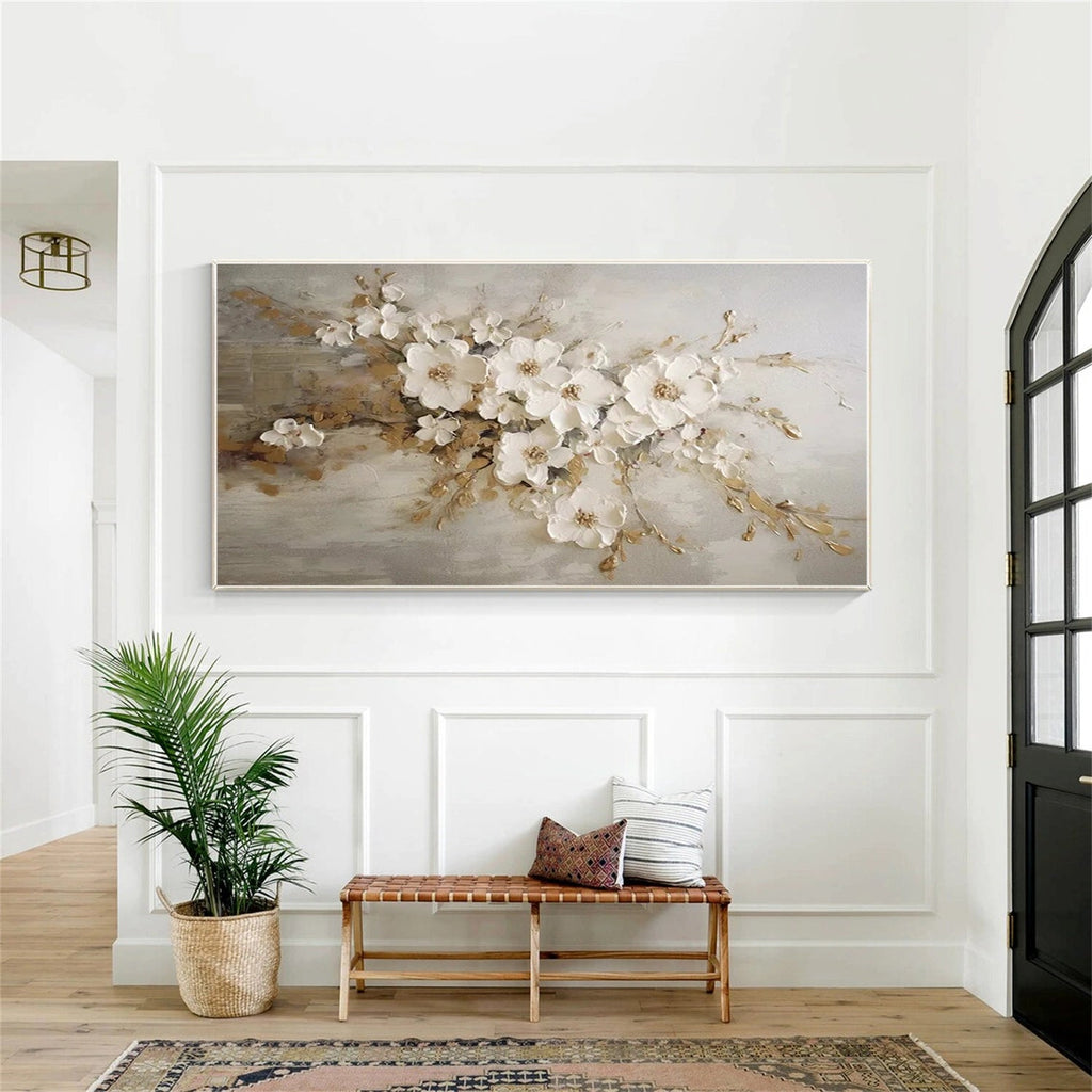 Ivory Blossom Drift Abstract Painting