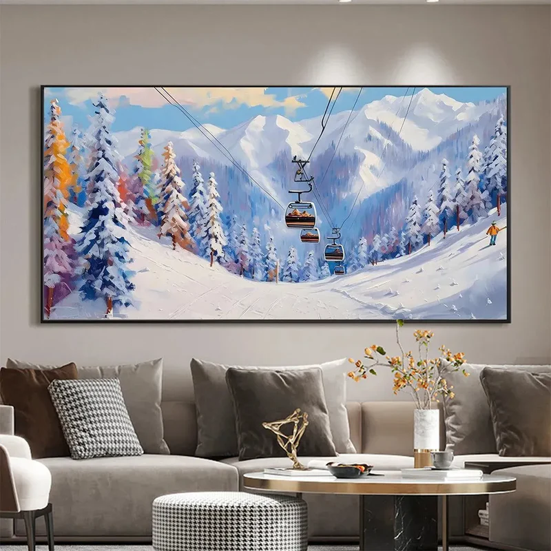 Winter Ski Resort Painting