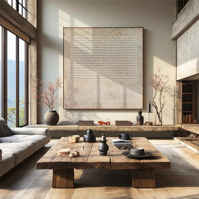 Tranquil Balance Minimal Relief Painting