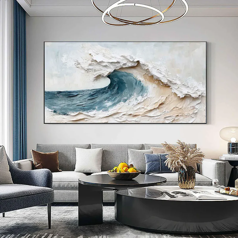 Ocean Crest Textured Wave Painting