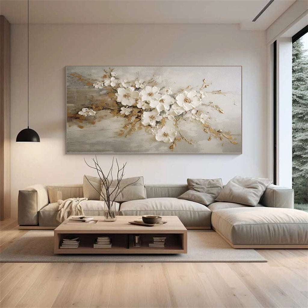 Ivory Blossom Drift Abstract Painting