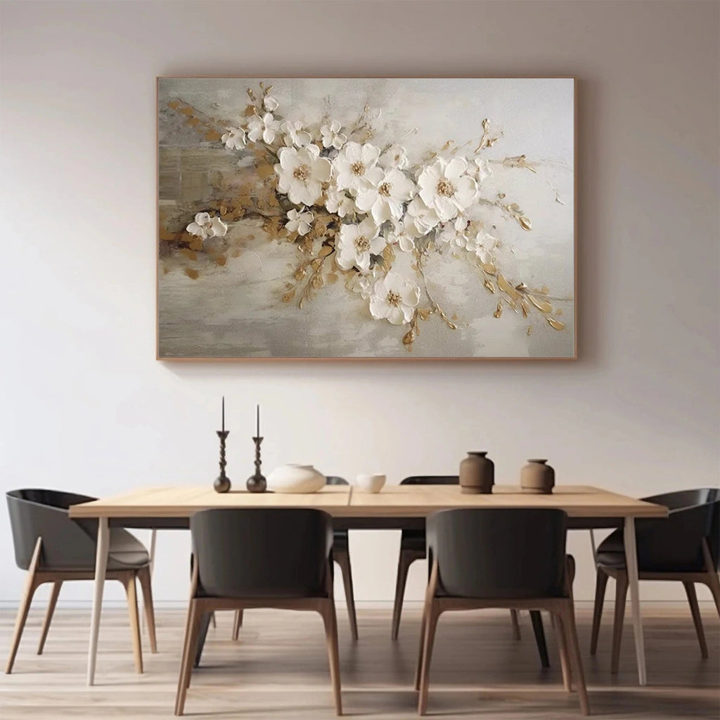 Ivory Blossom Drift Abstract Painting
