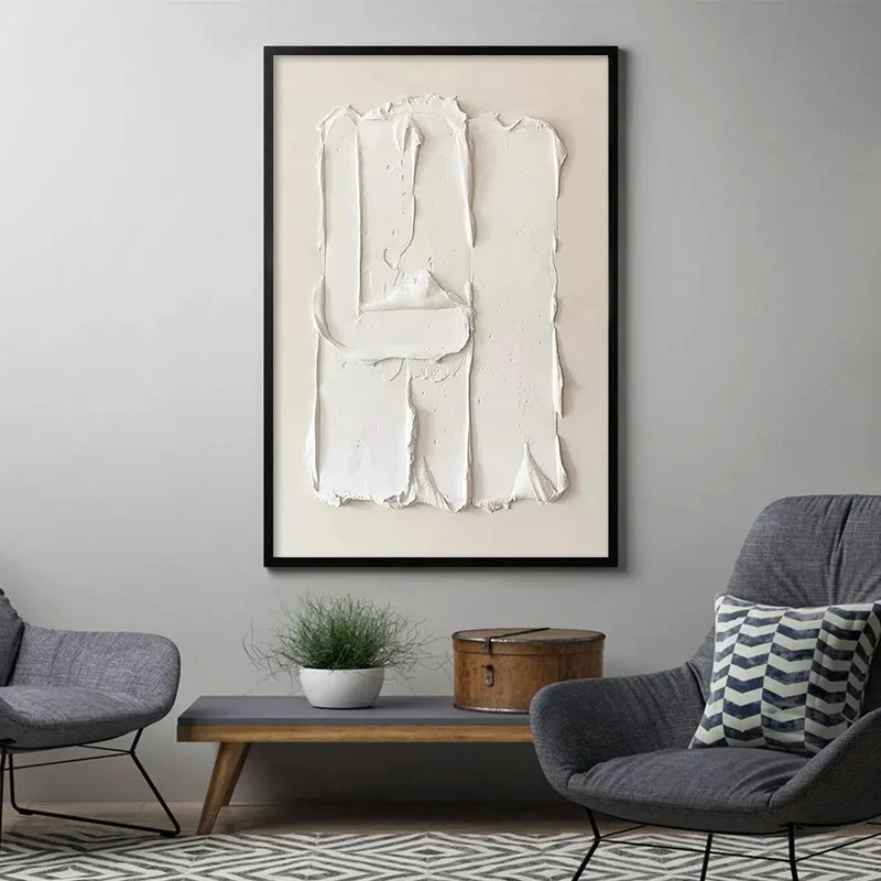 White Abstract Textured Painting