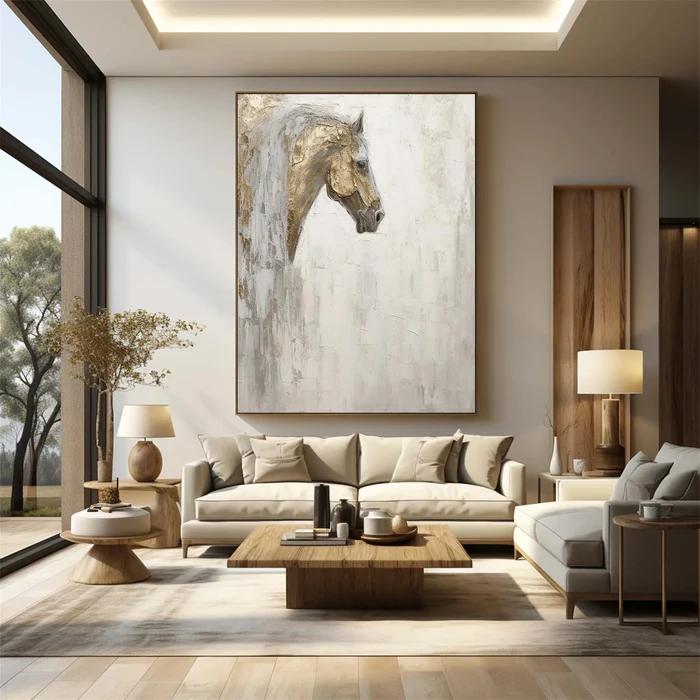 Golden Grace Horse Textured Painting