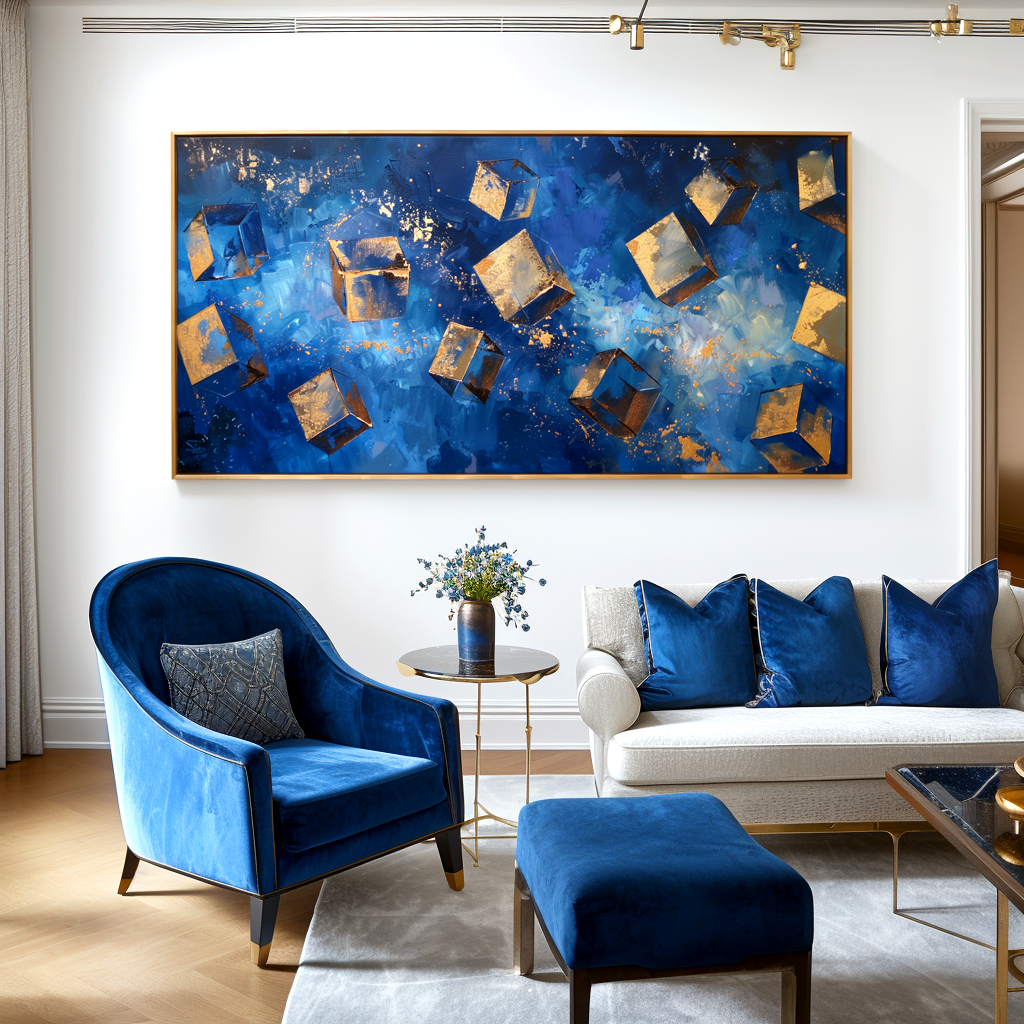 Blue and Gold Abstract Painting #ART37