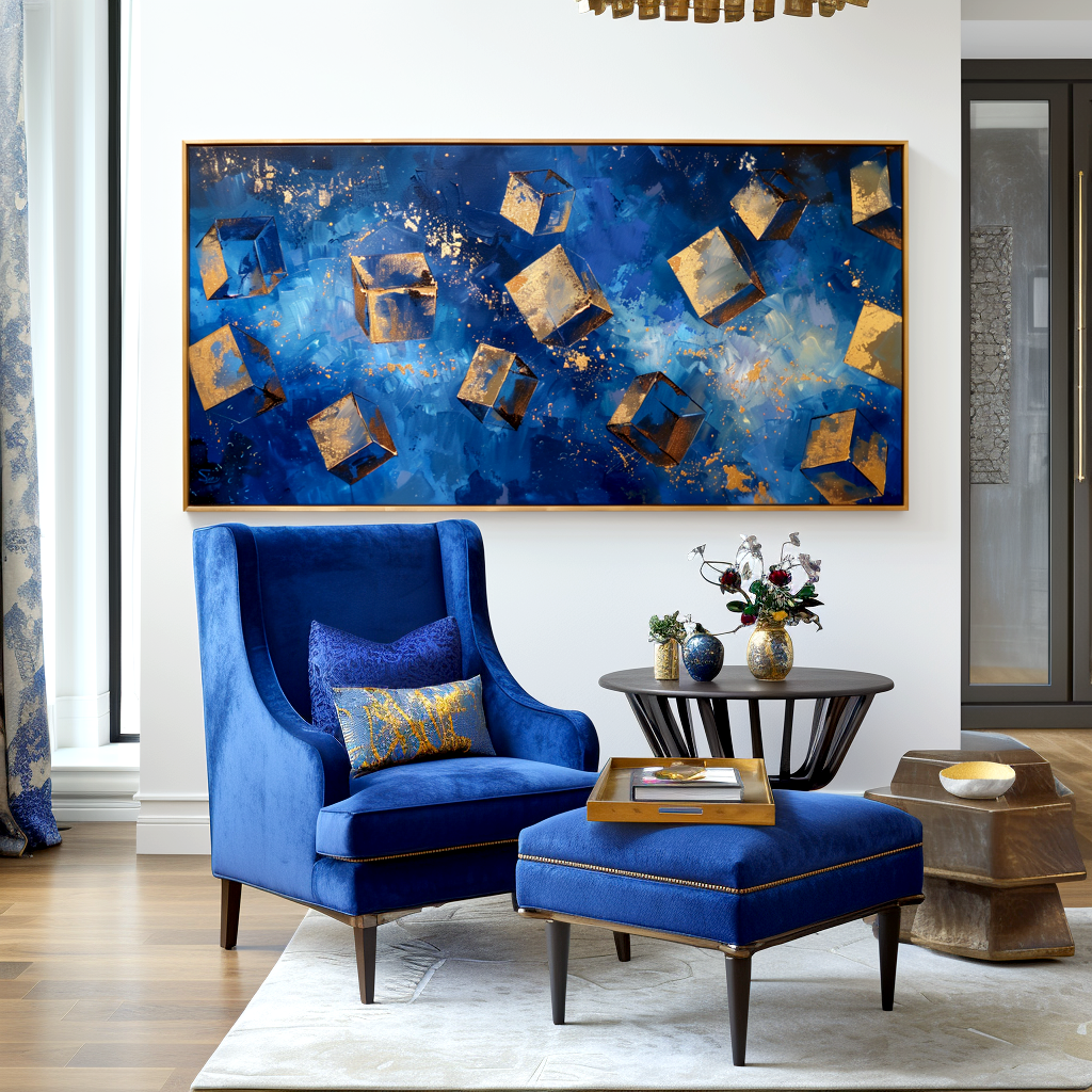 Blue and Gold Abstract Painting #ART37