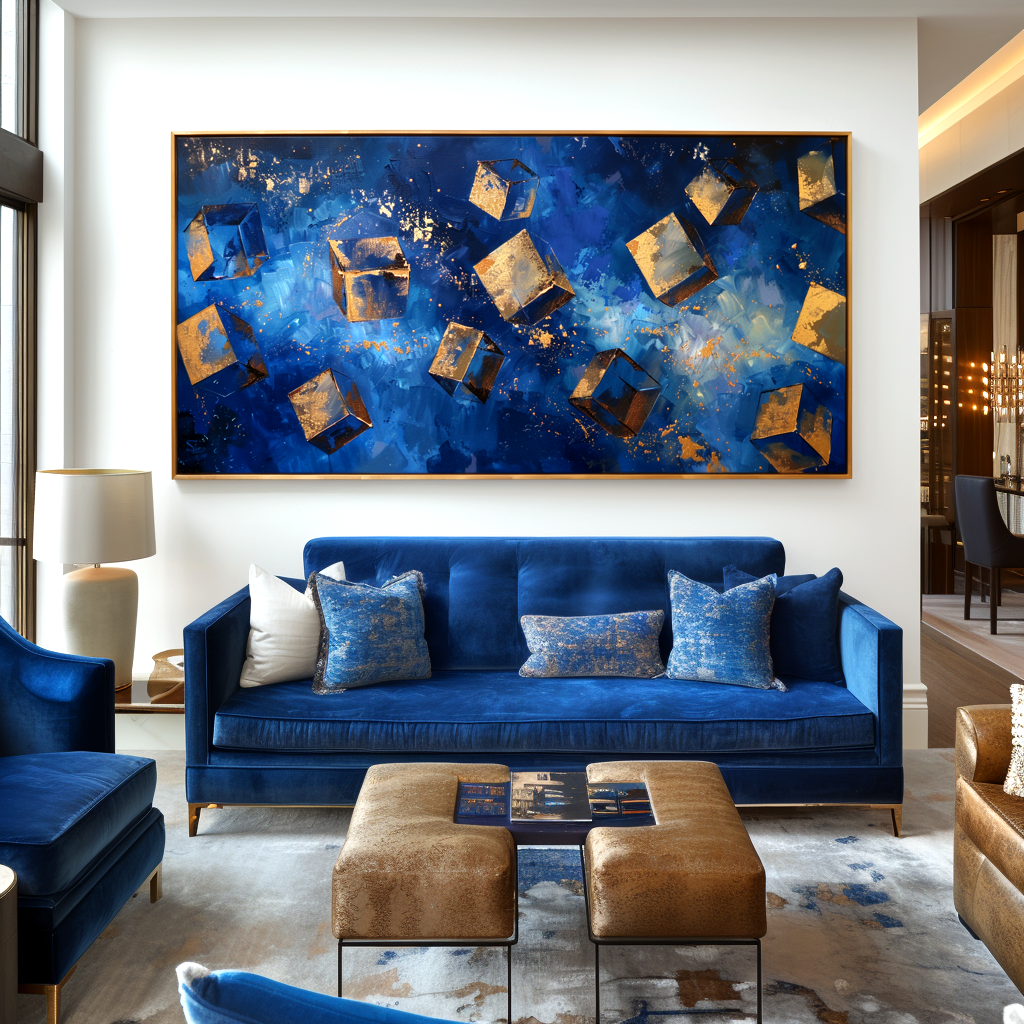Blue and Gold Abstract Painting #ART37