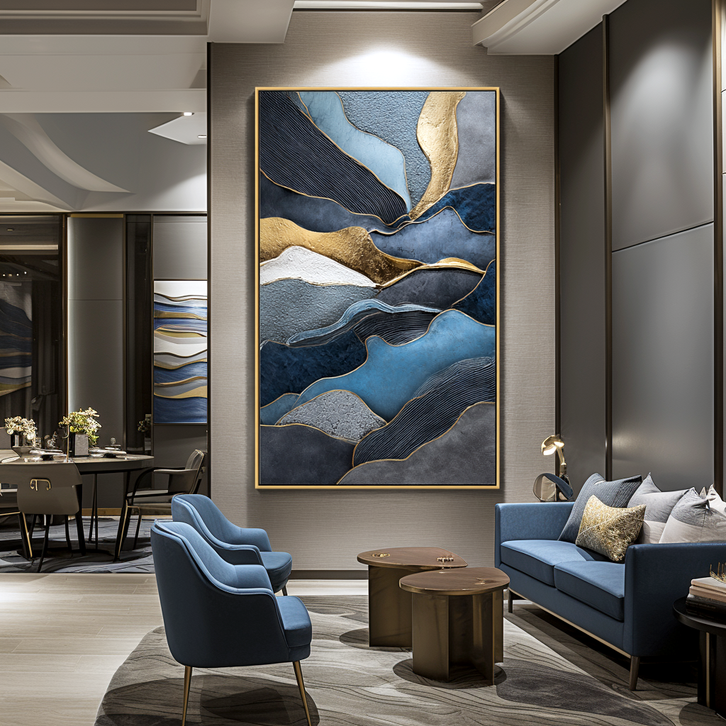 Blue and Gold Abstract Landscape #ART38