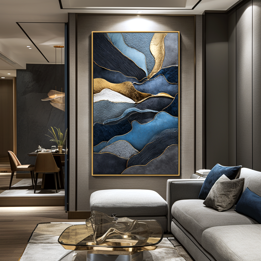 Blue and Gold Abstract Landscape #ART38