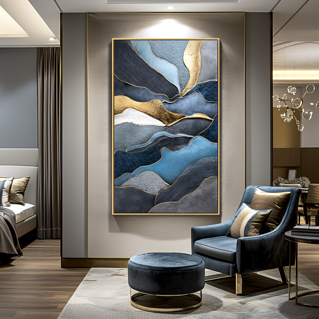 Blue and Gold Abstract Landscape #ART38