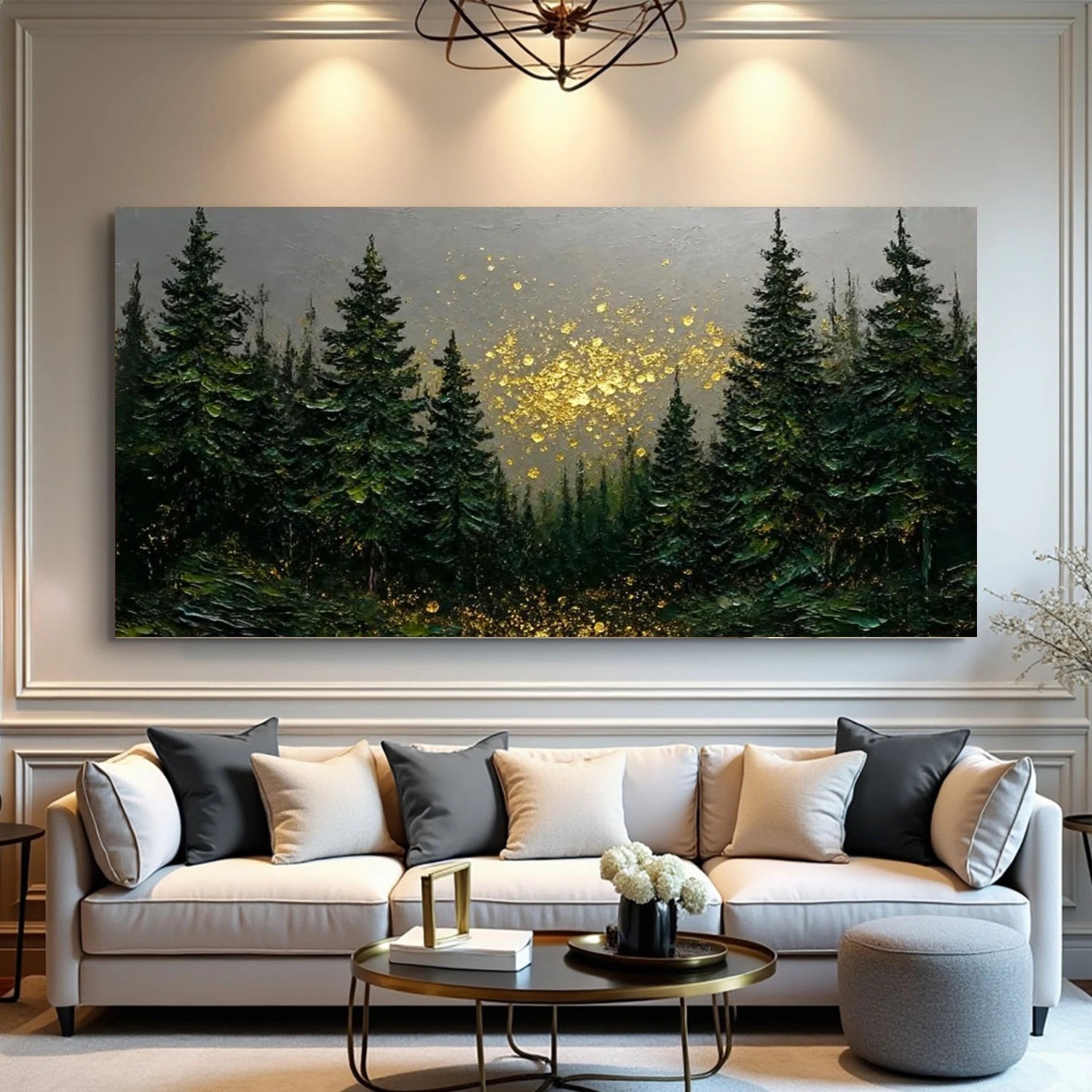 Enchanted Forest Gold Glow – Textured Landscape Painting