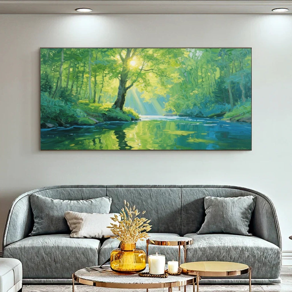 Emerald Morning Forest River Painting