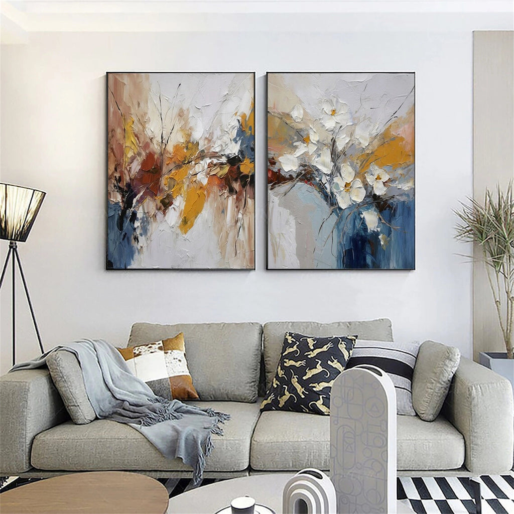 Set of 2 Autumn Whisper Diptych Abstract Painting