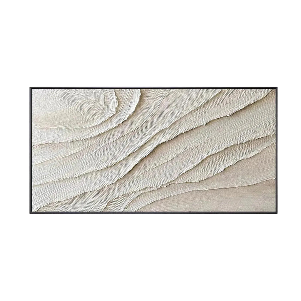 Serene Waves Beige Textured Abstract Painting