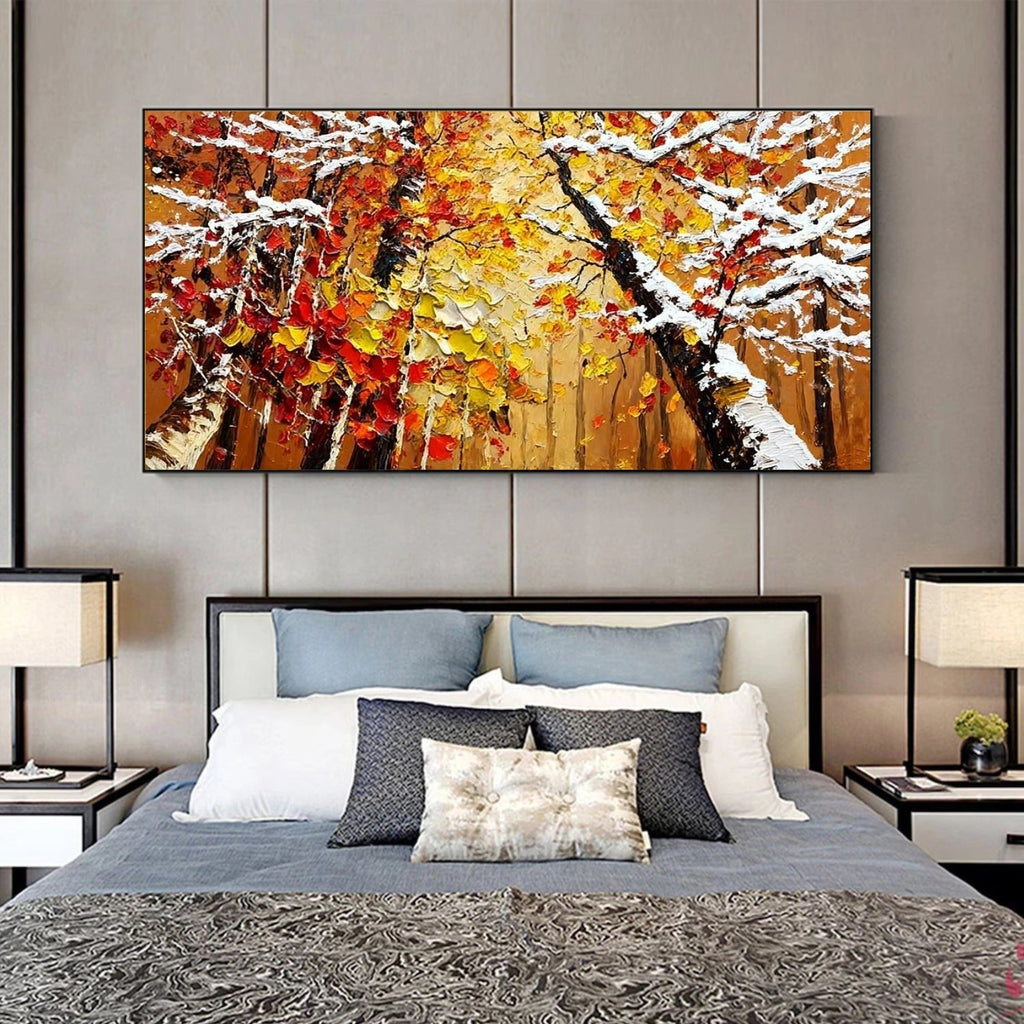 Autumn Snowlight Forest Abstract Painting