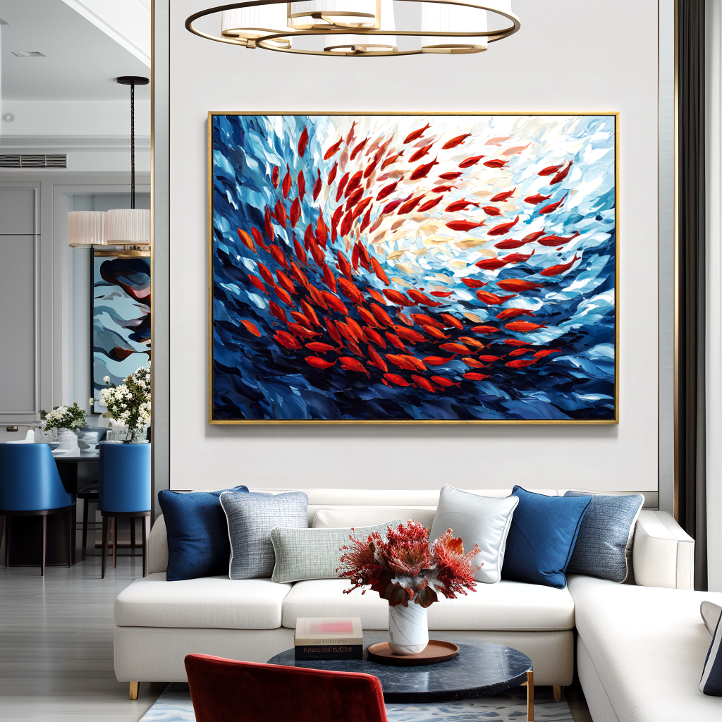 Red Fish Swirl Abstract Painting #ART03