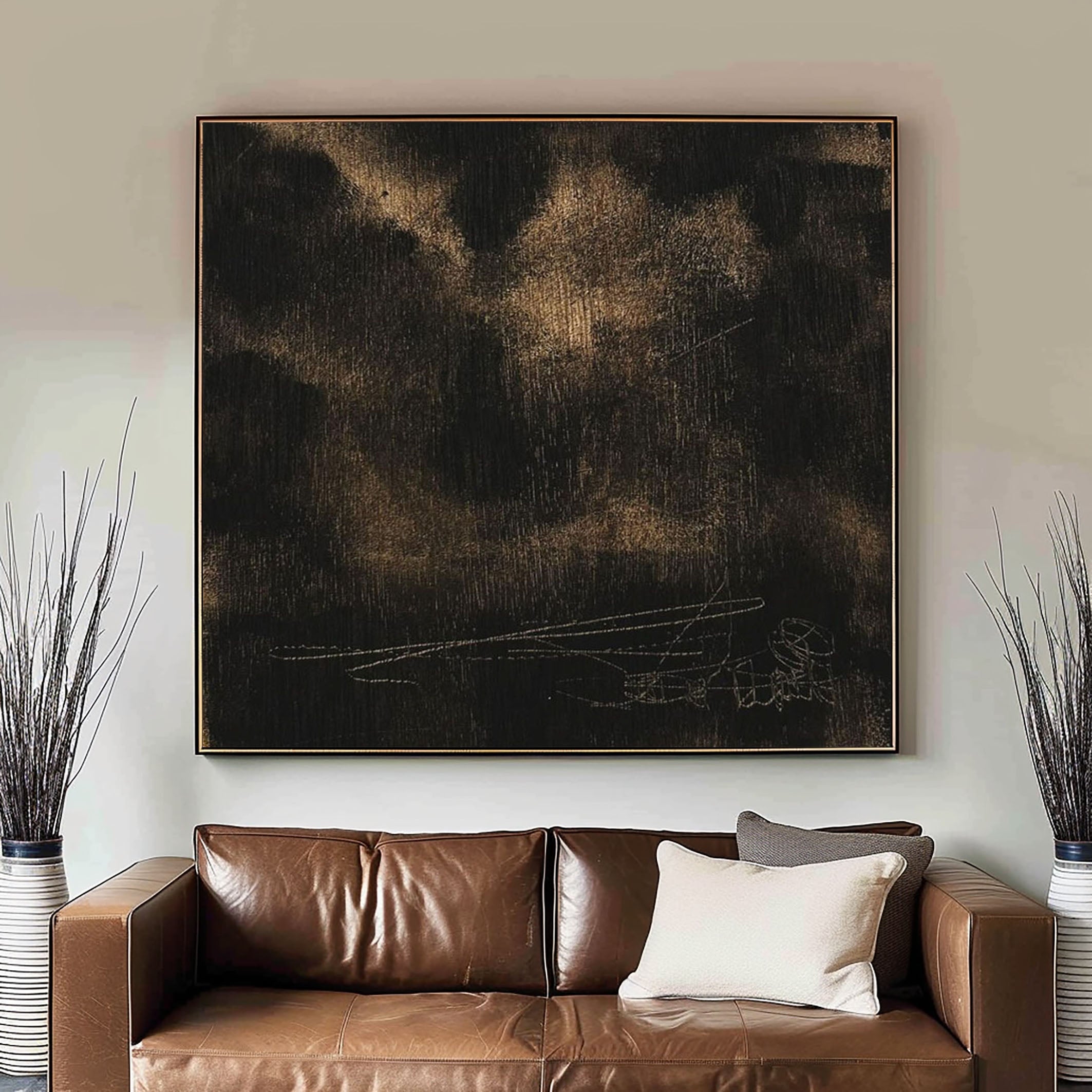 Gilded Nightfall Abstract Painting