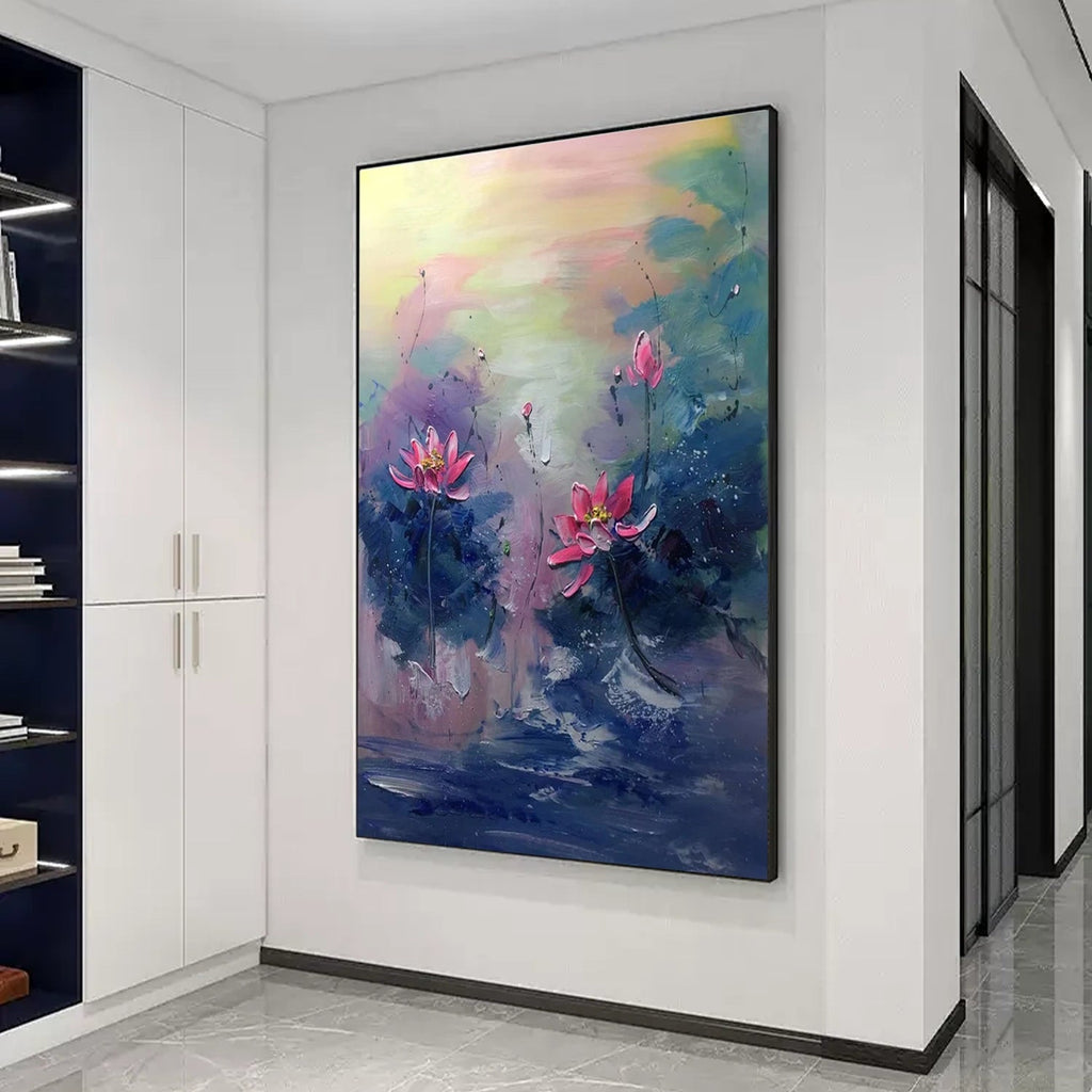 Twilight Lotus Glow Abstract Painting