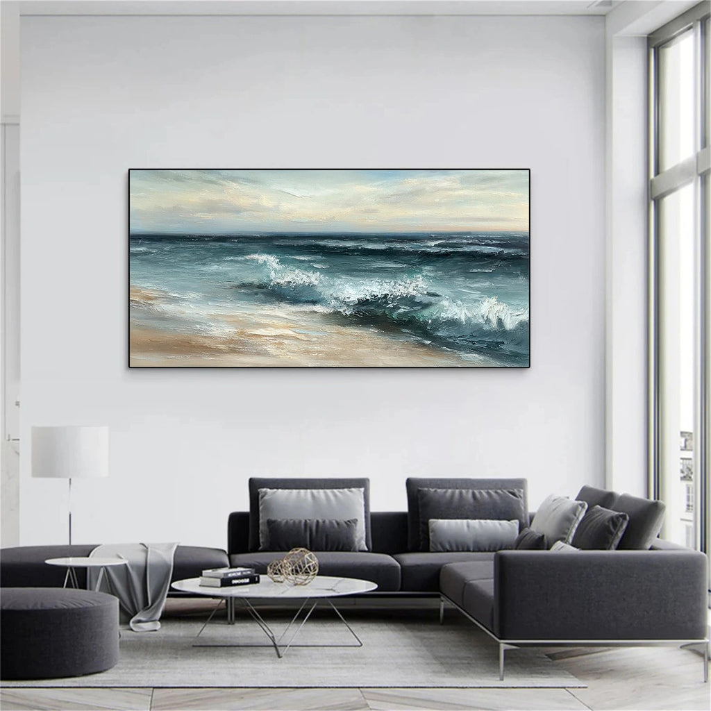 Breaking Blue Tides Coastal Seascape Painting